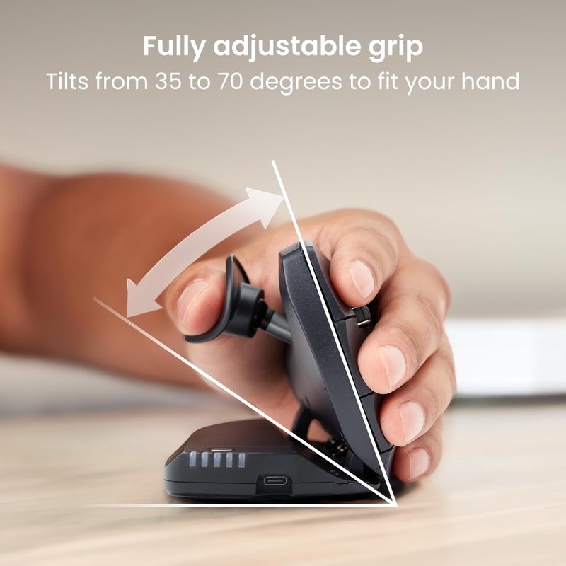 Contour Unimouse Ergonomic Vertical Mouse Adjustable 35Â°-70Â° Tilt Angle, 6 Programmable Buttons for Productivity, Customizable Thumb Rest for Wrist Pain Relief | Plug & Play Mac/PC - Wireless - Left - Image 2