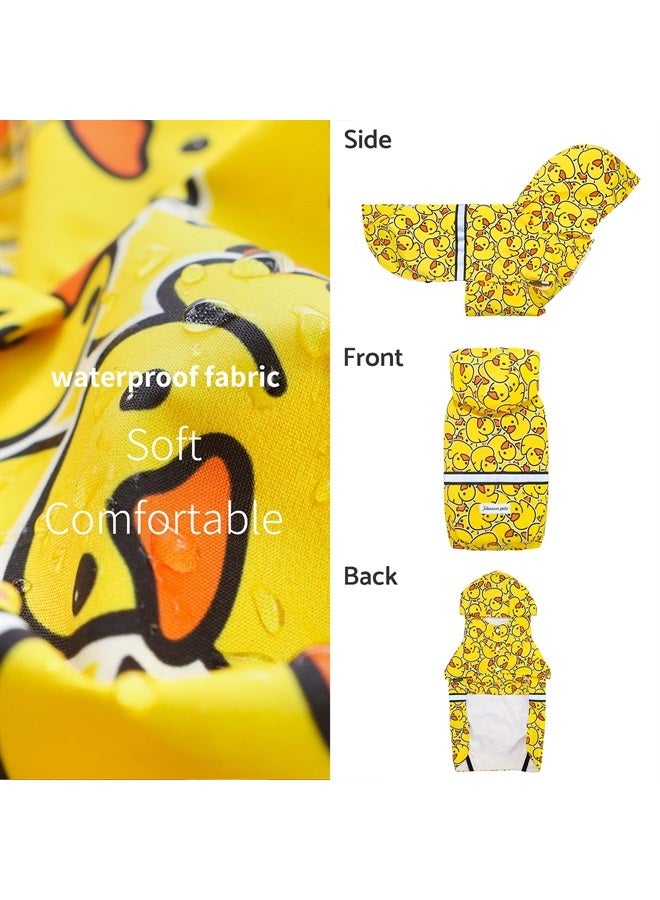 Fitwarm Funny Duck Dog Raincoat with Hood, Waterproof Rain Jacket for Small Dogs Boy Girl, Reflective Pet Poncho, Packable, Adjustable, Yellow, Small