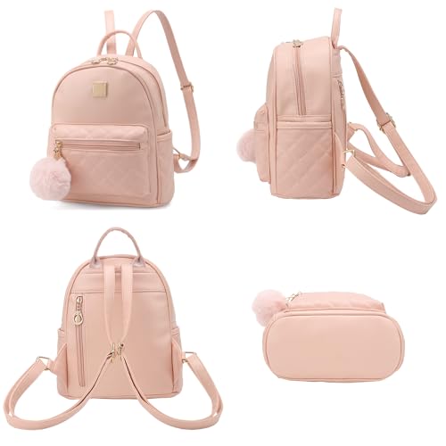 Barsine Girls Fashion Mini Backpack Purse Small Cute Plaid Leather Women Backpacks Little Bag (Pink) - Image 3