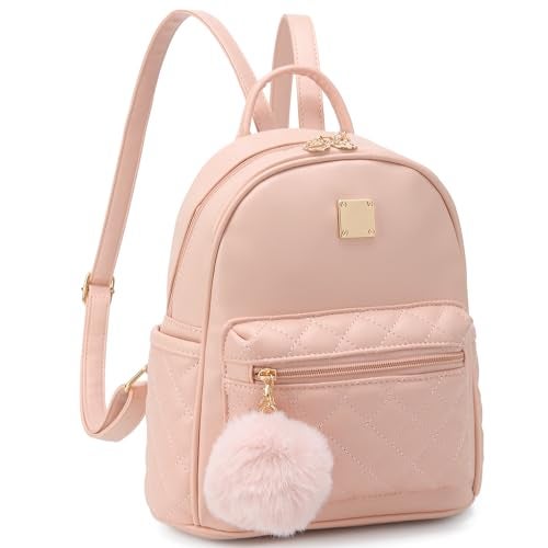 Barsine Girls Fashion Mini Backpack Purse Small Cute Plaid Leather Women Backpacks Little Bag (Pink) - Image 1