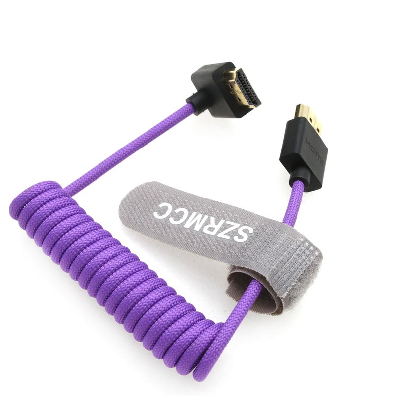 اس زد ار ام سي سي كابل 8K HDMI إلى HDMI بزاوية سفلية فائق السرعة ملفوف مضفر للكاميرا Z Cam E2 Sony FX6 FX9 Canon EOS C70 C300 Portkeys BM5 Atomos Ninjav V Shogun Monitor - Image 3