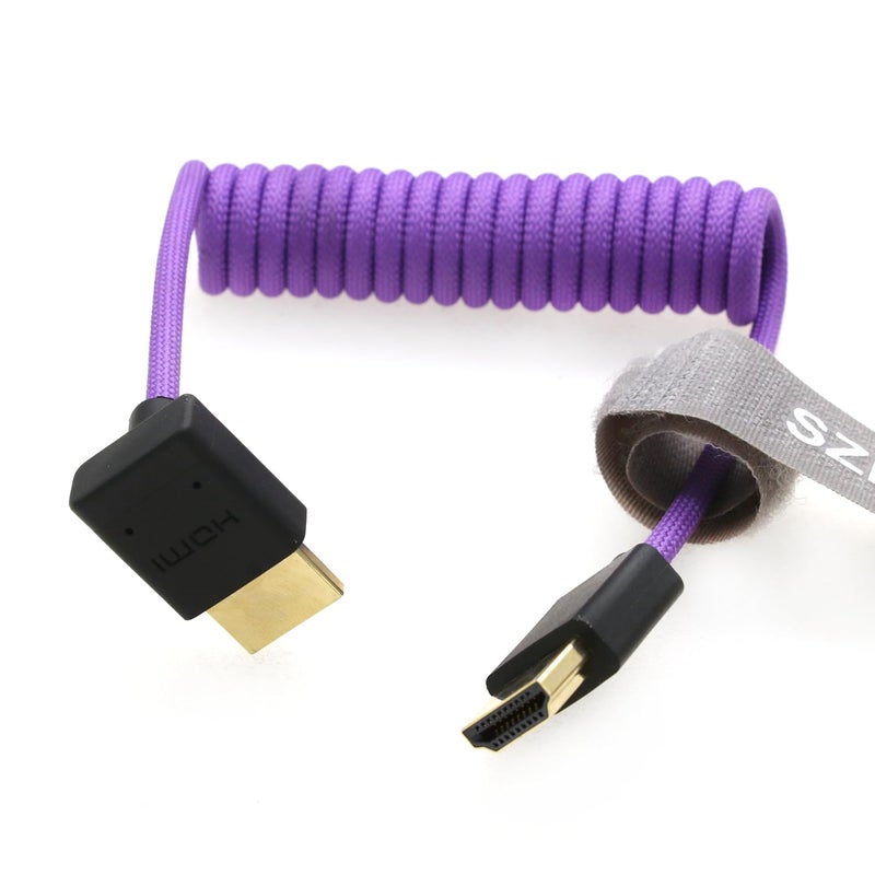 اس زد ار ام سي سي كابل 8K HDMI إلى HDMI بزاوية سفلية فائق السرعة ملفوف مضفر للكاميرا Z Cam E2 Sony FX6 FX9 Canon EOS C70 C300 Portkeys BM5 Atomos Ninjav V Shogun Monitor - Image 2