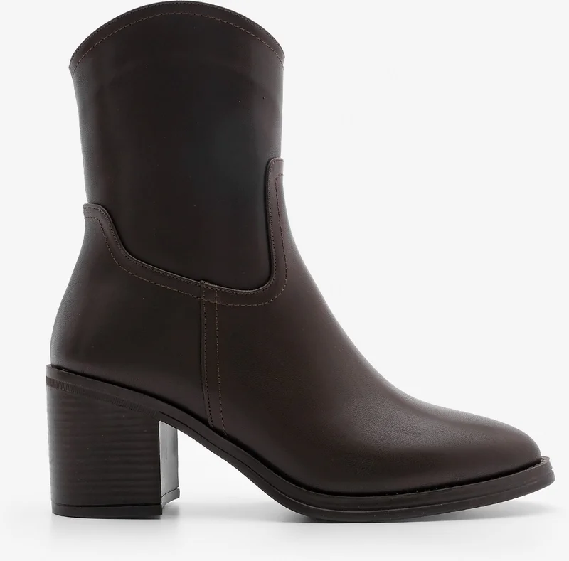 MARJIN Women's Zippered Pointed Toe Thick Heel Boots Tasim