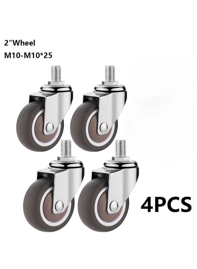 4pcs M8 M10 Threaded Stem Swivel Casters TPE Rubber Silent Replacement Castors Style 3 - Image 1