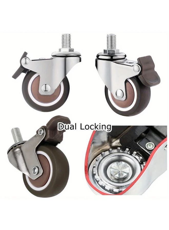 4pcs M8 M10 Threaded Stem Swivel Casters TPE Rubber Silent Replacement Castors Style 3 - Image 2