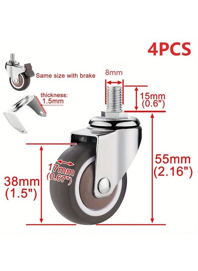 4pcs M8 M10 Threaded Stem Swivel Casters TPE Rubber Silent Replacement Castors Style 3 - Image 4