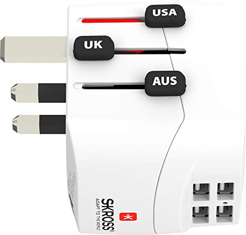 SKROSS | 1.302461 | Pro Light USB (4xA) | Universal Travel Adapter 2 & 3 Pin with 4 USB Ports 4.8A Voltage and Power: 100V-700W/250V-1750W Suitable for PC and Hair Dryer - Image 4
