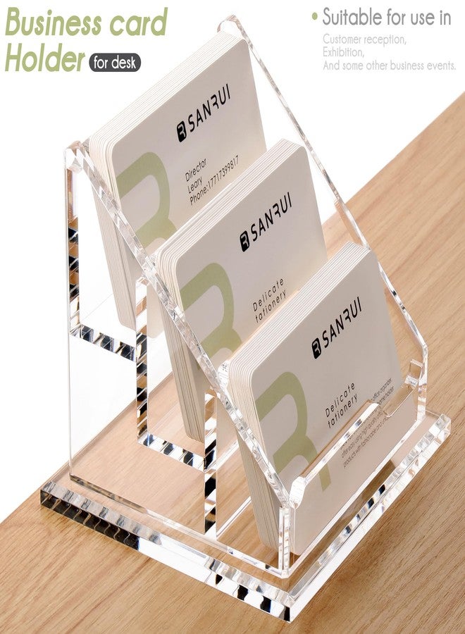 YUXUN Clear Acrylic Business Card Holder for Desk-3 Tier 3 Slots, 3.5"×2" Multiple Business Card Holder Organizer for Women Men, 8mm Thicken Base, Perfect for Office, Home, Reception and Trade Show - Image 4