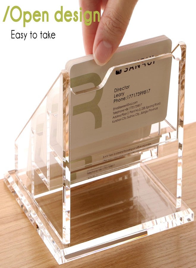 YUXUN Clear Acrylic Business Card Holder for Desk-3 Tier 3 Slots, 3.5"×2" Multiple Business Card Holder Organizer for Women Men, 8mm Thicken Base, Perfect for Office, Home, Reception and Trade Show - Image 3
