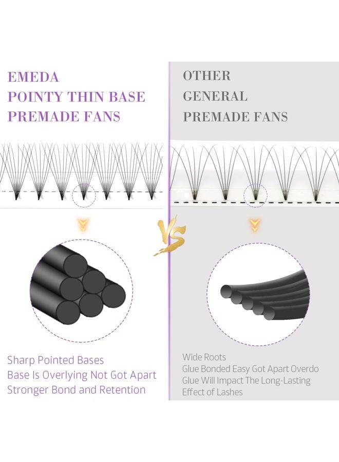 EMEDA 180 مروحة رموش صناعية مسبقة الصنع قاعدة مدببة قاعدة رقيقة 8D مستقرة C Curl مروحة رموش مسبقة الصنع رموش حجم مسبق الصنع (8D 0.07 C مزيج 8-14 مم) - Image 2