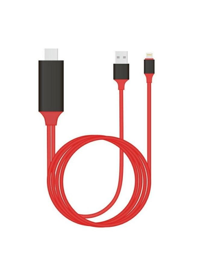Generic - Mobile Phone Hdmi HD Line Three-in-one Lightning To HDMI Hot Android Type C HD With Screen Line-Color:Single Apple Red Line - Image 1