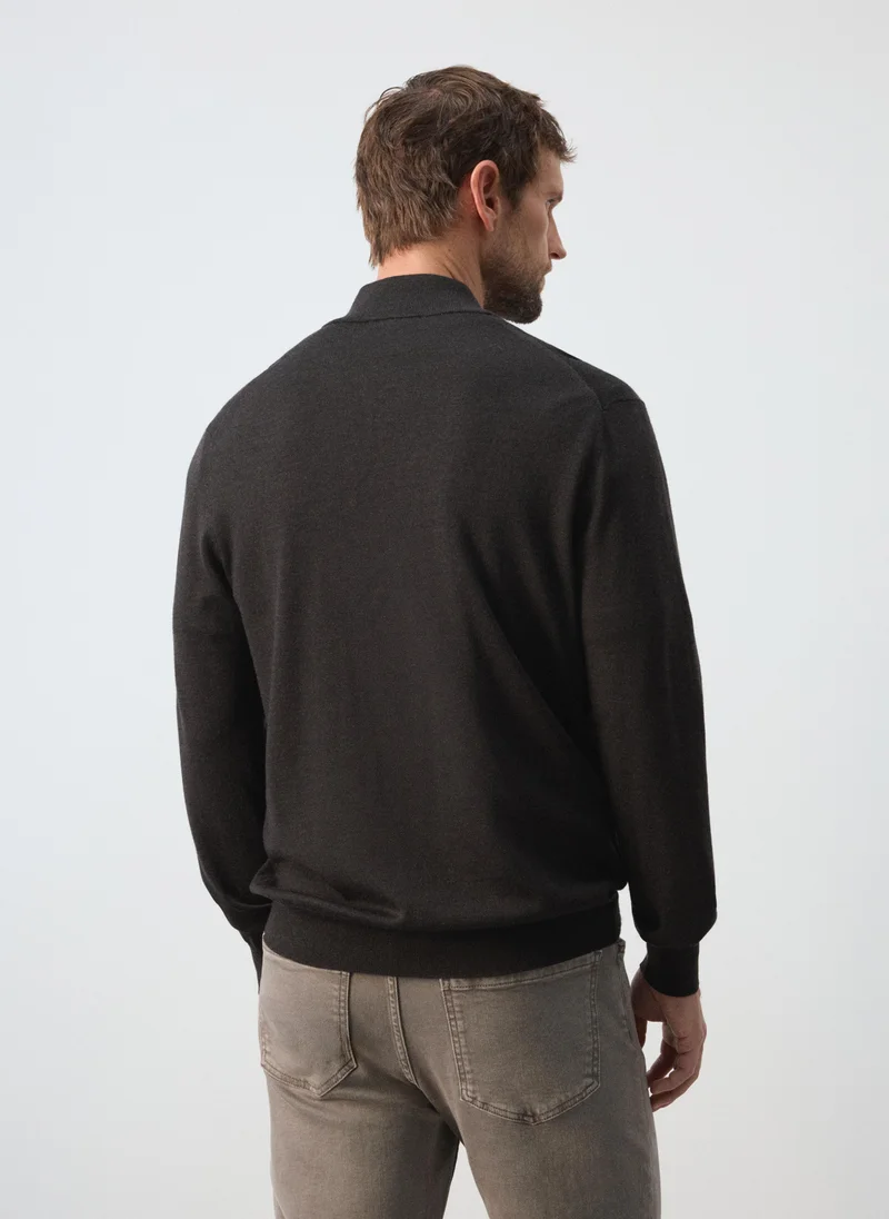 مانجو مان 100% merino wool sweater with zip-neck