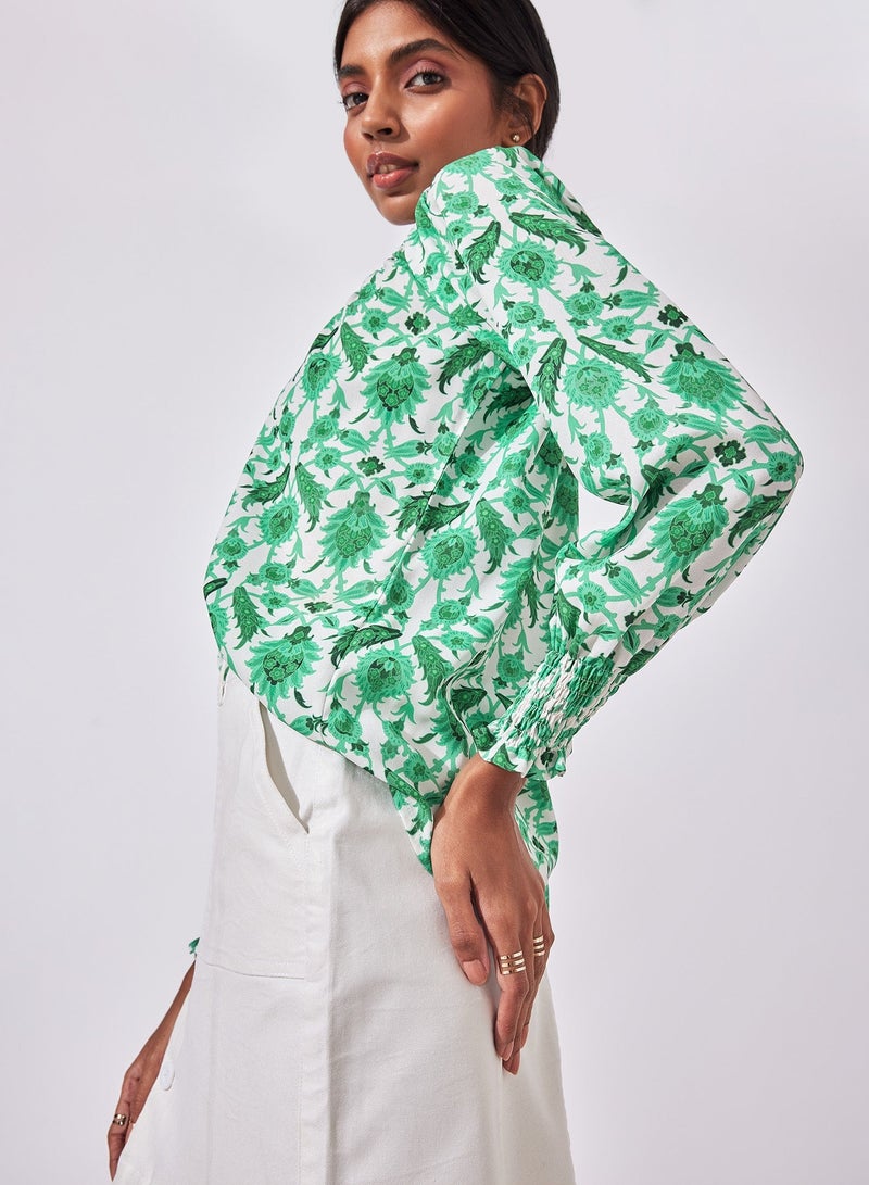 ذا ليبل لايف بلوزة سموك بطبعة أوراق الشجر - Image 2