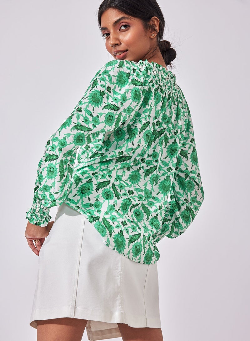 ذا ليبل لايف بلوزة سموك بطبعة أوراق الشجر - Image 3