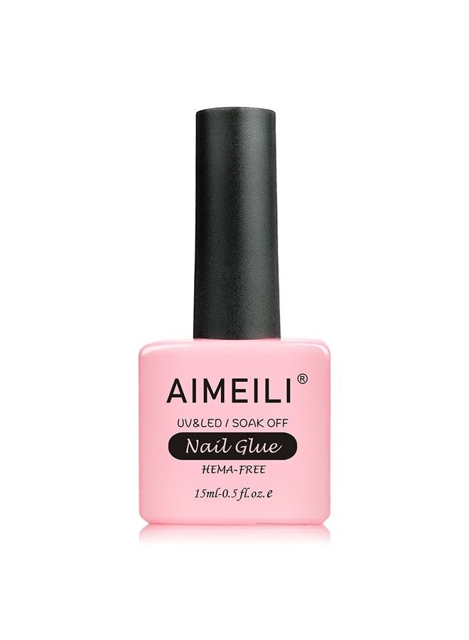AIMEILI لاصق أظافر وجيل قاعدة 2 في 1 15 مل لأظافر الأكريليك، لاصق أظافر قوي قابل للإزالة تحت الأشعة فوق البنفسجية LED للأظافر الاصطناعية والأظافر المضغوطة - Image 1