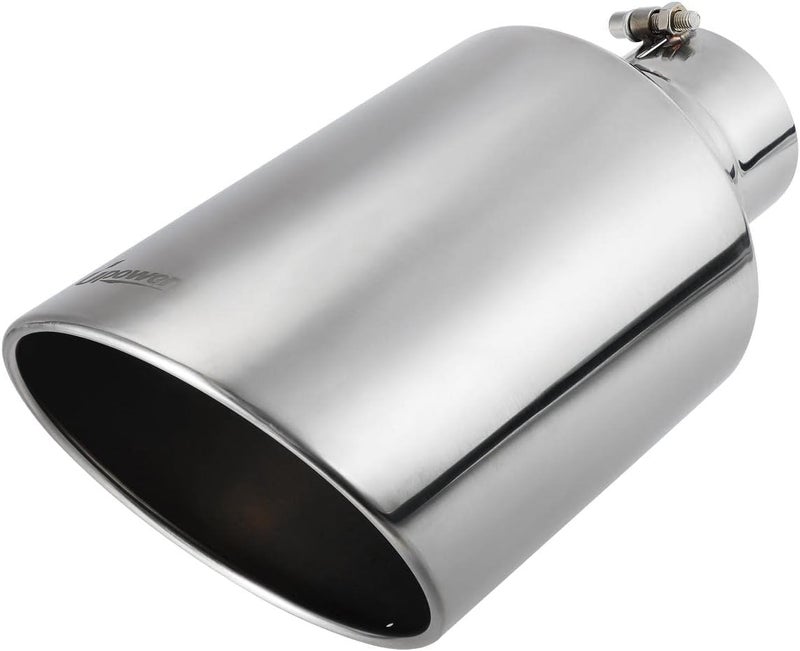 U-Power 4 inch Inlet 8 inch Outlet Exhaust Tip Stainless Steel 4" to 8" Tail Pipe Tips 15" Long Bolt-On 45 Degree Angle Cut Universal for Car Truck - Image 1