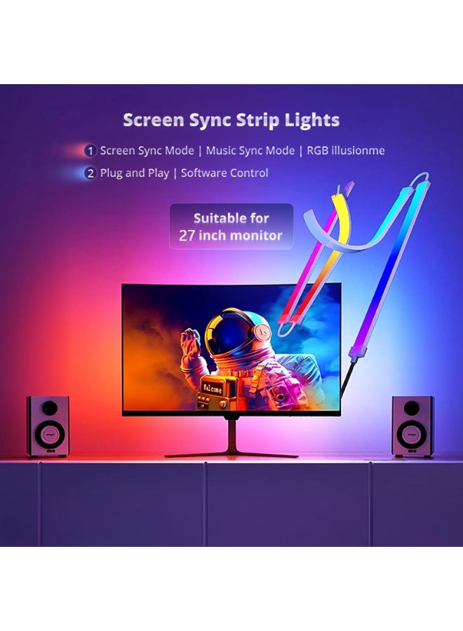 Noorly Gaming Monitor Led Backlights, LED Strip Light Sync with Screen & Music, RGBIC Light Bar Behind Monitor for Immersive Gaming and Movies, Compatible with PC or Mac 27 Inch - Image 5