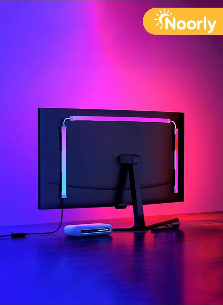 Noorly Gaming Monitor Led Backlights, LED Strip Light Sync with Screen & Music, RGBIC Light Bar Behind Monitor for Immersive Gaming and Movies, Compatible with PC or Mac 27 Inch - Image 1