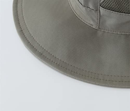 Connectyle قبعة بوني للشمس للرجال من كونكتايل، قبعة صيفية بشبكة واسعة للحماية من الأشعة فوق البنفسجية، قبعة صيد، قبعة سفاري رمادية - Image 5