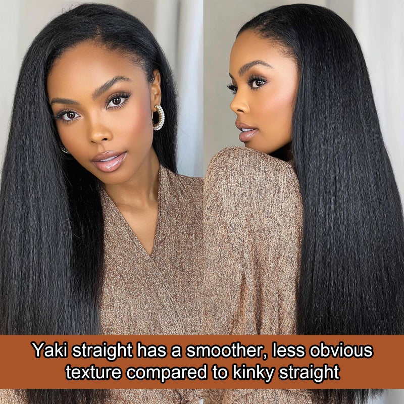 Ladoux 13x6 Lace Front Yaki Straight Wig HD Transparent Yaki Straight Frontal Closure Human Hair Wigs for Women 20Inch 180% Density Glueless Wig Pre Plucked With Baby Hair - Image 2