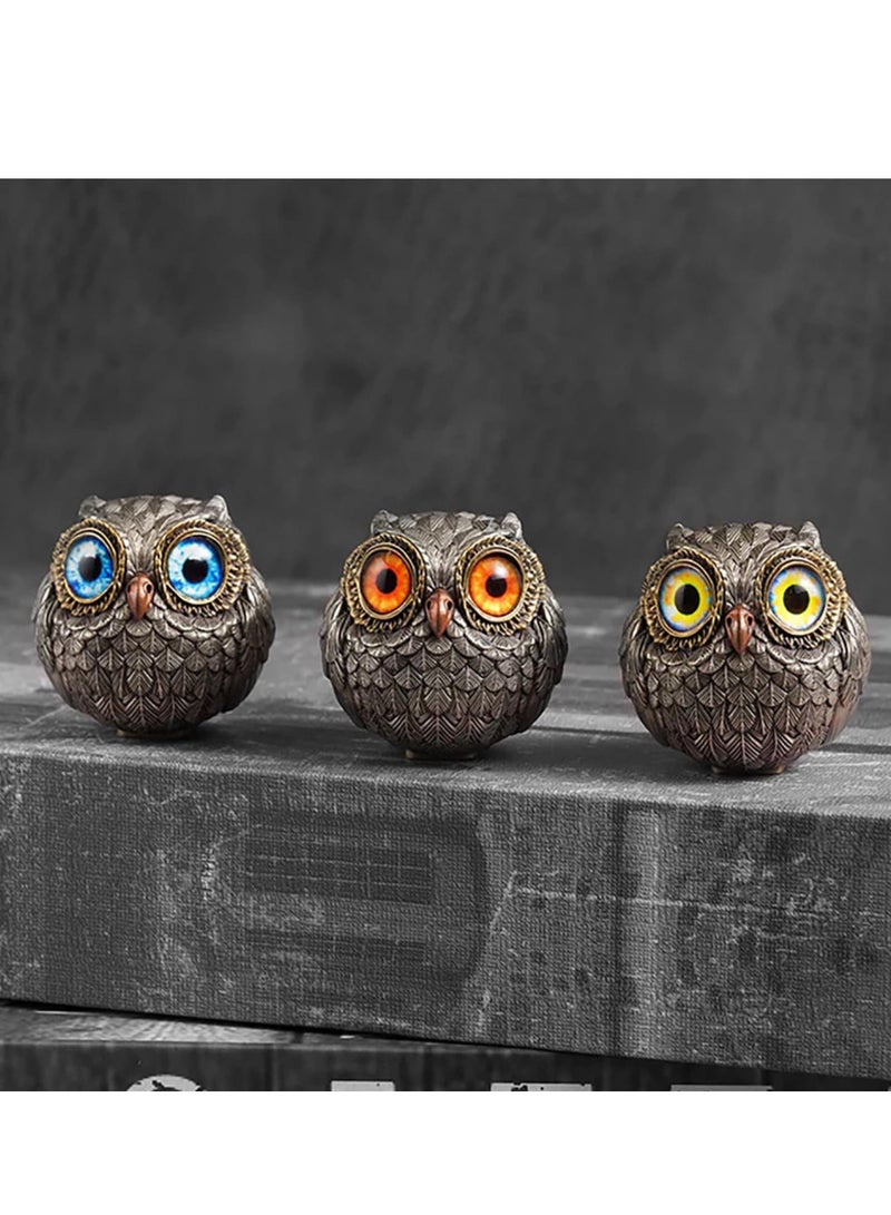 YANCI 3 Owl Statues Home Decoration, Owl Statues are suitable for car decoration, living room, bedroom, bedside table, office desktop, bookshelf, animal sculpture gifts, small decorations, ornaments for bird lovers - Image 1