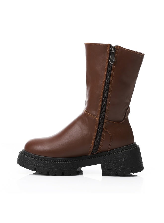 آيس كلوب أحذية هافانا متوسطة الساق على شكل اصبع القدم المستدير - Image 4