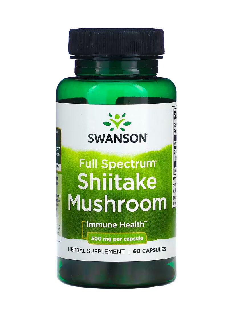 SWANSON Full Spectrum Shiitake Mushroom, 500 mg, 60 Capsules