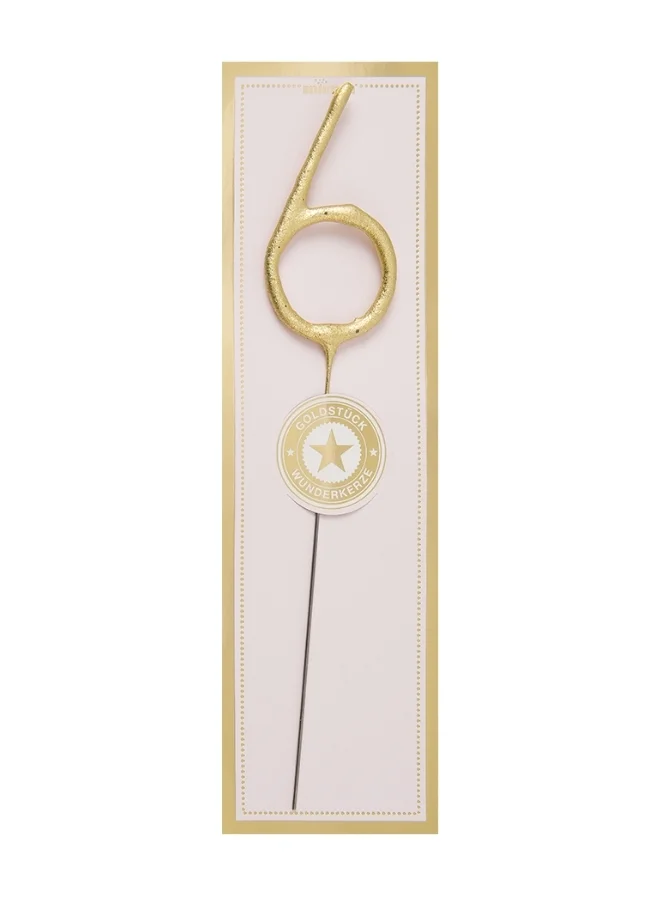 Wondercandle Gold Sparkler Candle - Number 6