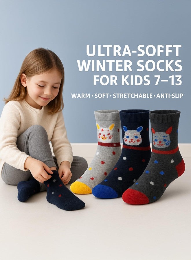 Unique Gold Leafing Studio UGLS Soft Cotton Baby Socks 7-13 Years | Cute Animal Print Kids Socks for Boys & Girls | Breathable, Stretchable, Anti-Slip Toddler (Pack of 3) - Image 2