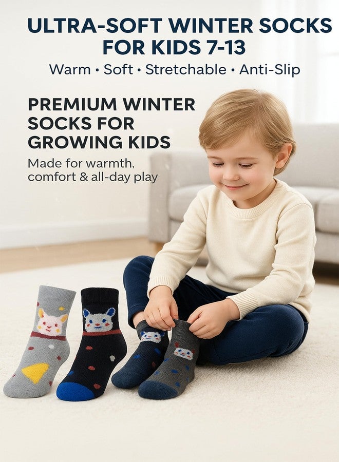 Unique Gold Leafing Studio UGLS Soft Cotton Baby Socks 7-13 Years | Cute Animal Print Kids Socks for Boys & Girls | Breathable, Stretchable, Anti-Slip Toddler (Pack of 3) - Image 5