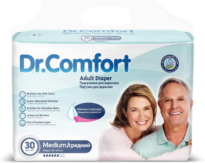 دكتور_كومفورت حفاضات Dr. Comfort للبالغين، عبوة تحتوي على 30 قطعة، حجم متوسط - Image 1