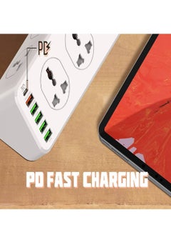 Power strip with 10-Outlet Surge protector power sockets 6 USB Ports 30W PD+QC Fast charging adapter sockets 2-meter heavy-duty power Extension Cord - pzsku/ZF70855B1D4D12B79A327Z/45/_/1668612300/65152595-c7b0-4667-b611-79702253a769