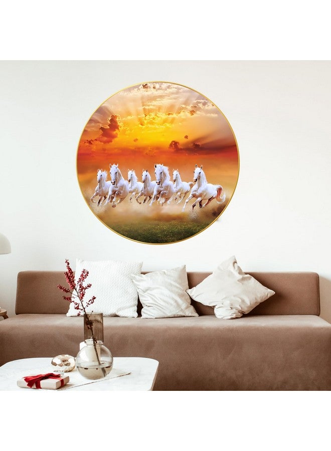 Arkasto Seven Horses Vastu Painting, Big Large Size 7 horse Painting | Golden Frame | Sparkle Laminated | 7 Horse Wall Painting for Bedroom, Living Room, Office, Kitchen (Design 03, 40 cm * 40 cm) - Image 3