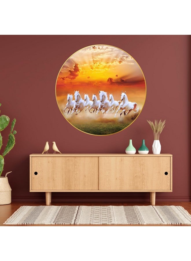 Arkasto Seven Horses Vastu Painting, Big Large Size 7 horse Painting | Golden Frame | Sparkle Laminated | 7 Horse Wall Painting for Bedroom, Living Room, Office, Kitchen (Design 03, 40 cm * 40 cm) - Image 2