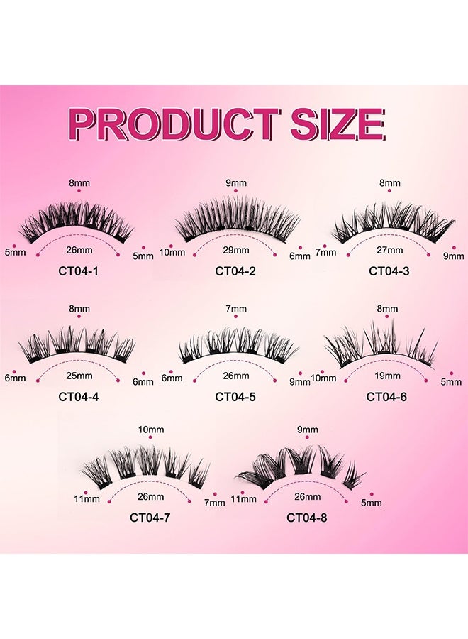 JS Magnetic Eyelashes Half Eyes, Natural Look Reusable Magnetic Eyelashes No Glue Needed, Eyelash Extension Tool, Upper and Lower Eyelash Combo Set Easy to Wear and Remove (CT04-6) - Image 4