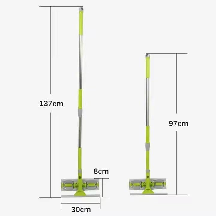 REDMART 2-in-1 Telescopic Window Cleaner Tool (Adjustable Handle) - Double Sided Glass Wiper Squeegee & Microfiber Scrubber for High Rise Windows & Car Windshield - Image 2