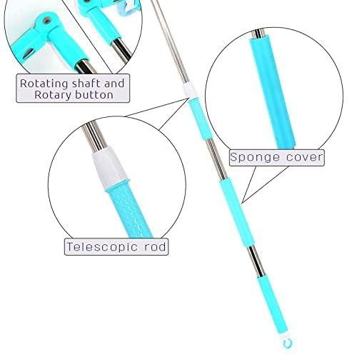 REDMART 2-in-1 Telescopic Window Cleaner Tool (Adjustable Handle) - Double Sided Glass Wiper Squeegee & Microfiber Scrubber for High Rise Windows & Car Windshield - Image 5