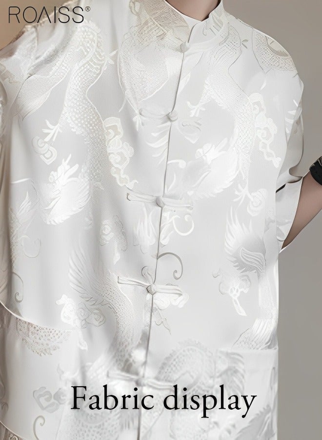 رويس قميص فضفاض صيفي ريترو كم قصير رفيع ملابس رجالية نصف كم قميص مطبوع #N/A #N/A #N/A - Image 5