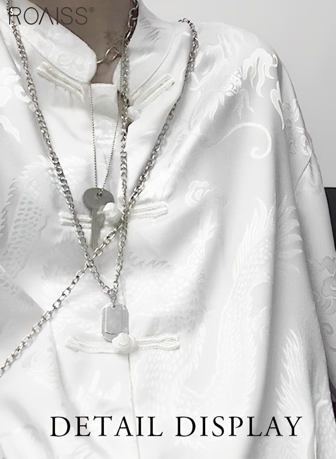 رويس قميص فضفاض صيفي ريترو كم قصير رفيع ملابس رجالية نصف كم قميص مطبوع #N/A #N/A #N/A - Image 4