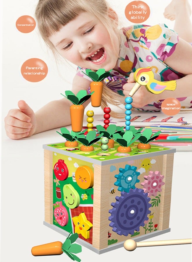 لعبة صندوق الكنز الخشبي متعدد الوظائف لعبة صندوق الكنز ستة في واحد لعبة خشبية سداسية الأضلاع 6 طرق للعب ألعاب تعليمية ألعاب تعليمية مبكرة للأطفال - Image 5