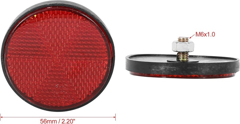 F FIERCE CYCLE Pair M6x1.0 Red Plastic Universal Screw Mount Reflective Warning Reflector for Motorcycle Bike - Image 3
