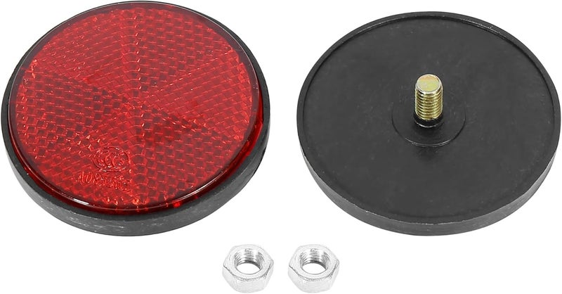 F FIERCE CYCLE Pair M6x1.0 Red Plastic Universal Screw Mount Reflective Warning Reflector for Motorcycle Bike - Image 4