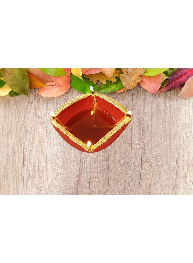 Pure Source India Terracotta, Diya, 1 Piece, Hand Painted (5 Inch / 200 ML) - Image 2