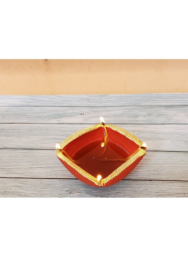 Pure Source India Terracotta, Diya, 1 Piece, Hand Painted (5 Inch / 200 ML) - Image 1