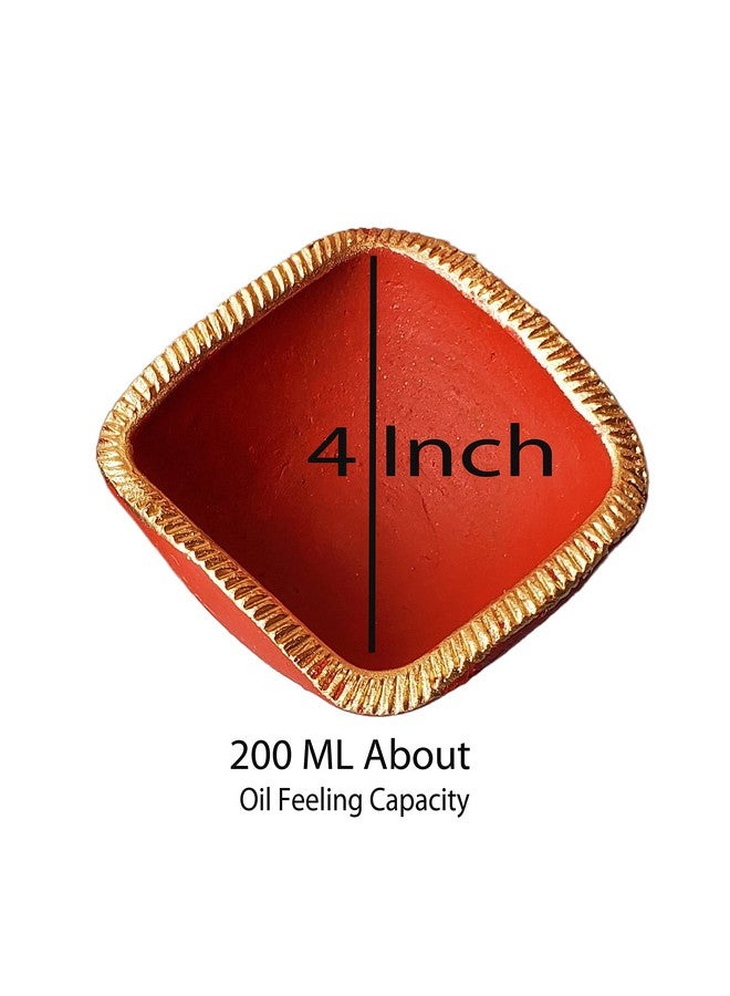 Pure Source India Terracotta, Diya, 1 Piece, Hand Painted (5 Inch / 200 ML) - Image 4