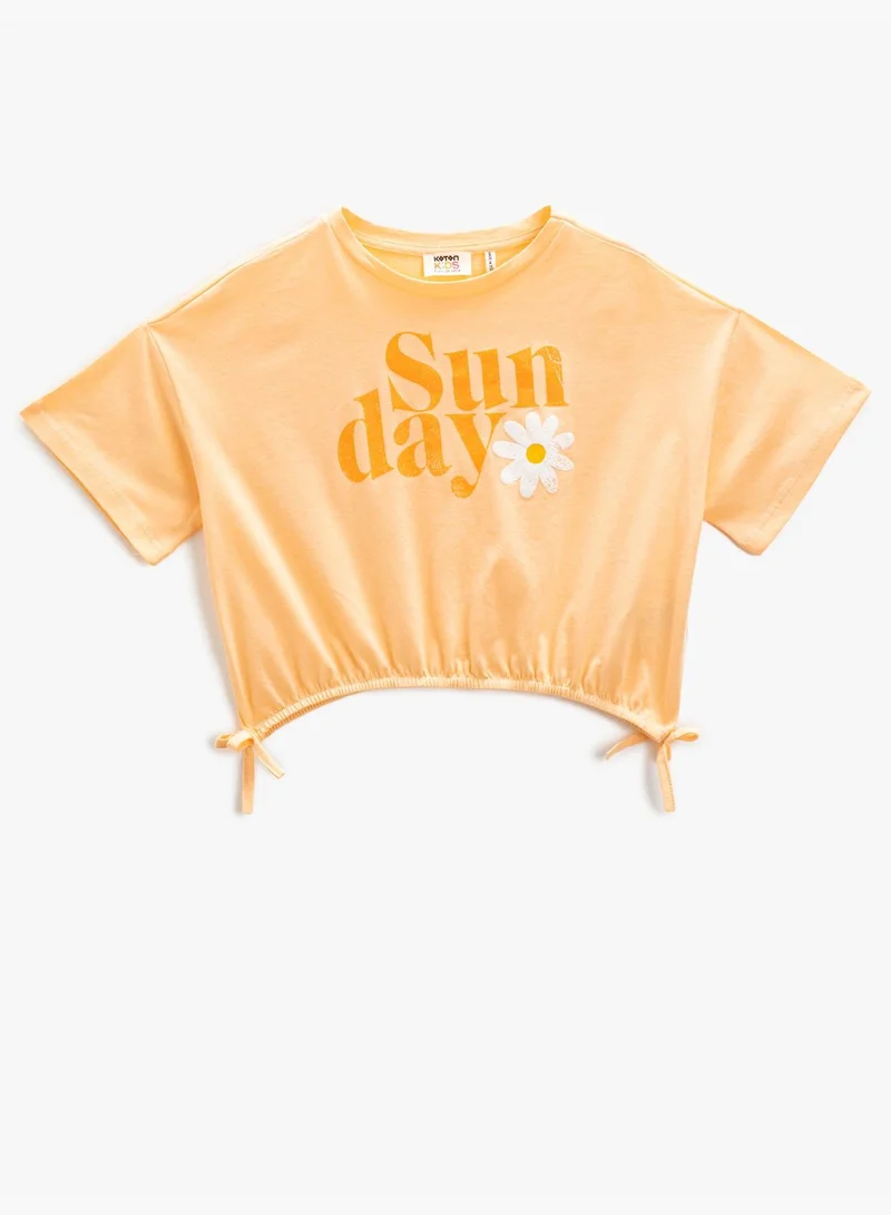 كوتون Crop Oversized T-Shirt Short Sleeve Crew Neck Cotton