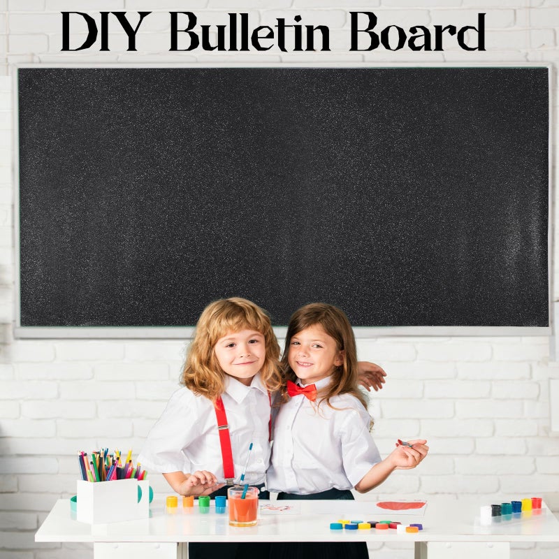 gisgfim Glitter Bulletin Board Roll Sparkle Bulletin Board Background Glitter Poster Paper Gift Wrapping DIY Art Crafts Non Fading Wallpaper for Home Office Classroom Decoration 16" x20ft, Black - Image 4