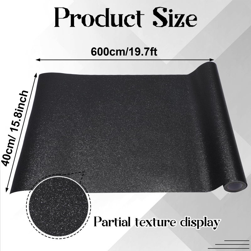 gisgfim Glitter Bulletin Board Roll Sparkle Bulletin Board Background Glitter Poster Paper Gift Wrapping DIY Art Crafts Non Fading Wallpaper for Home Office Classroom Decoration 16" x20ft, Black - Image 2