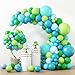 RUBFAC 129pcs Blue Green Balloons Different Sizes 18 12 10 5 Inch for Garland Arch Green Blue Balloons for Birthday Baby Shower Gender Reveal Wedding Party Decoration - Image 2