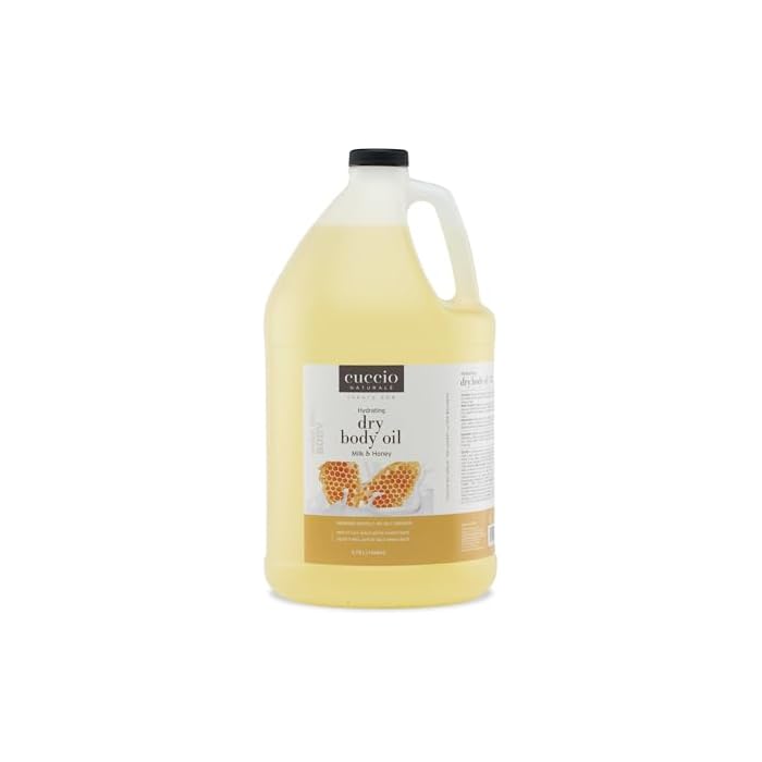 Cuccio Naturale Hydrating Dry Body Oil – Milk & Honey Scent, 1 Gallon (128 oz) Refill – Lightweight Non-Greasy Moisturizer for Soft, Smooth Skin – Professional Salon & Home Use